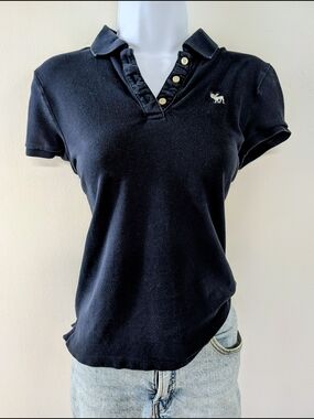Abercrombie & Fitch Y2K Navy Blue Woman's Prep Polo T